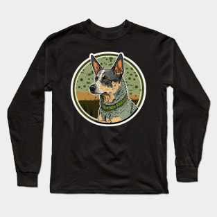 Australian Cattle Dog Camouflage Motif Long Sleeve T-Shirt